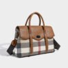 2026 New Leather Plaid Large-Capacity Portable Commuter Tote Bag Women’S Versatile Niche High-End Messenger Bag