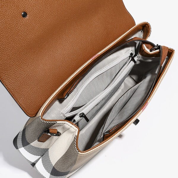 2026 New Leather Plaid Large-Capacity Portable Commuter Tote Bag Women’S Versatile Niche High-End Messenger Bag