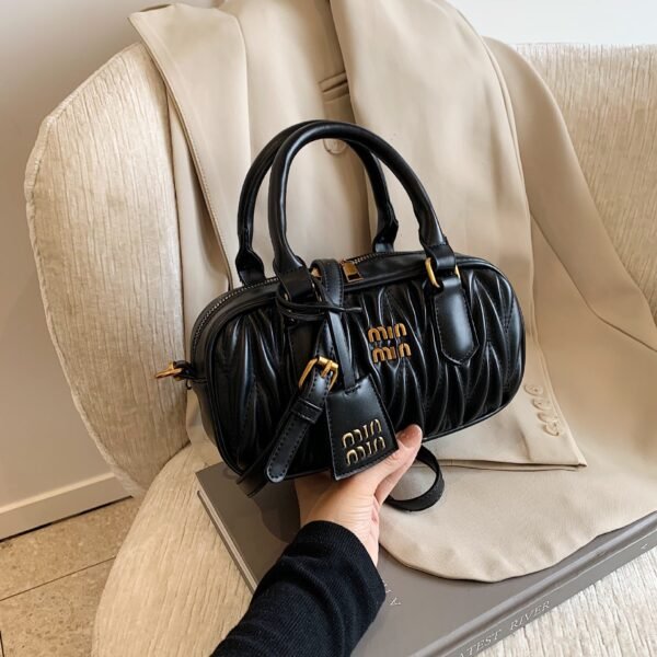 Light Luxury Pleated Embroidery Thread Bowling Bag Trendy Niche Versatile Ins Handbag Miu Home Pillow Single Shoulder Messenger Bag