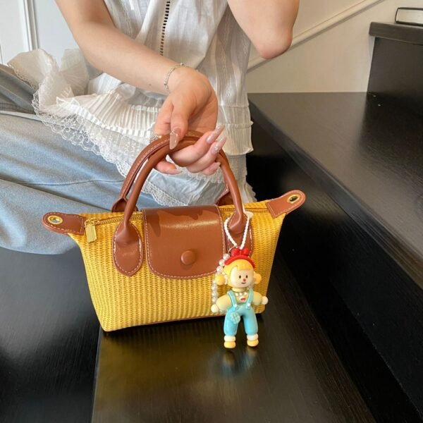 Retro Woven Handbag, Dragon Bags, Striped Retro Dumpling Bag, Casual Contrasting Color, Trendy Shoulder Messenger Bag.