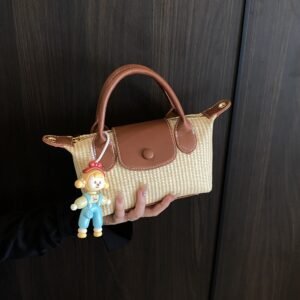 Retro Woven Handbag, Dragon Bags, Striped Retro Dumpling Bag, Casual Contrasting Color, Trendy Shoulder Messenger Bag.