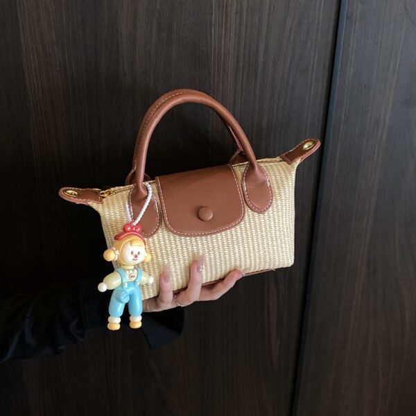 Retro Woven Handbag, Dragon Bags, Striped Retro Dumpling Bag, Casual Contrasting Color, Trendy Shoulder Messenger Bag.