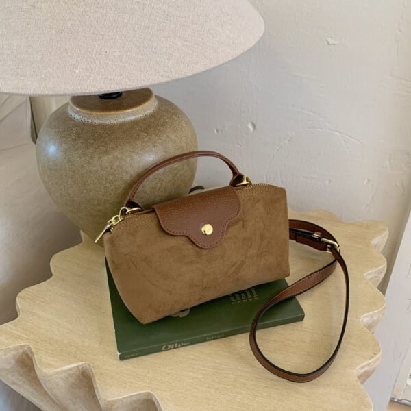 Niche Fashion Dragon Bags Xiang Handbag Suede Style Women’S Simple Splicing Dumpling Bag Single Shoulder Tide Messenger Bag