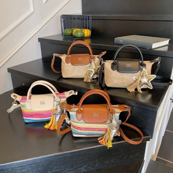 Light Luxury Fashion Rainbow Striped Handbag Dragon Bags Xiang Woven Dumpling Bag Spring Summer Mini Shoulder Messenger Bag