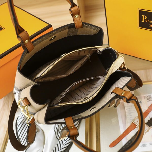 Bag Women’S 2026 New Trendy Leather Plaid Large-Capacity Portable Tote Bag Premium Shoulder Messenger Bag