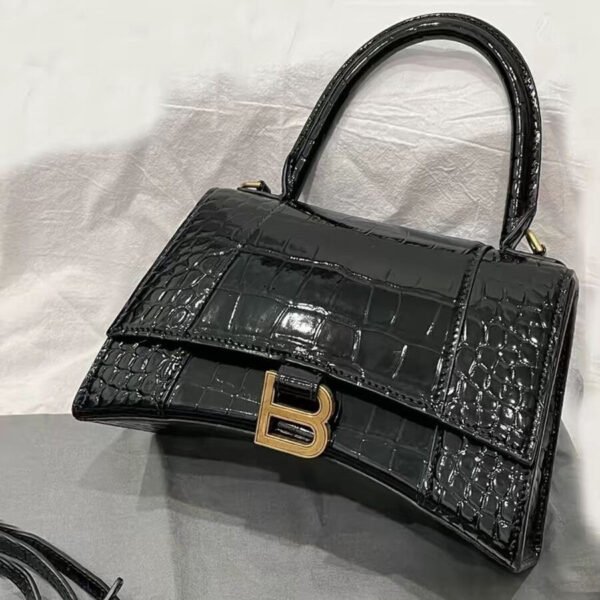 Bag 2026 New Leather Bag High-End Handbag Women’S High Version Crocodile Pattern Hourglass Bag Messenger Bag