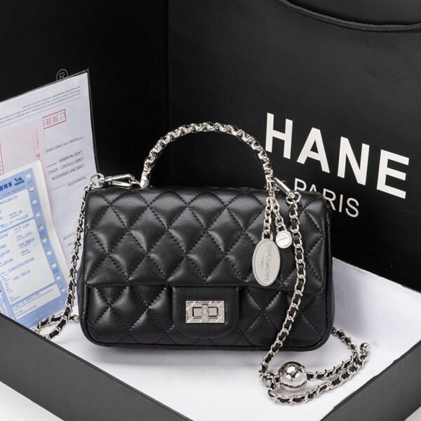 2026 New Golden Ball Square Fatty Bag Women’S Leather One Shoulder Crossbody Small Fragrant Classic Chain Rhombus Small Square Bag