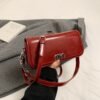 Tide Niche Premium Oil Wax Leather Small Square Bag Simple Mi.U Contrasting Color Messenger Bag New Change Shoulder Bag