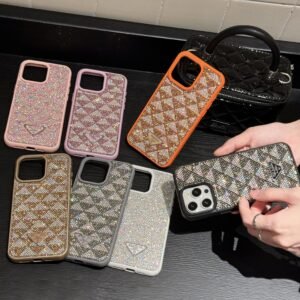 Classic Trendy Brand Diamond Protective Case, Suitable For Apple 17Pro Max Light Luxury Skin Feeling IPhone16 Mobile Phone Case
