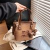 Trend Miu Handbag Embroidery Texture Bucket Bag Fashion Niche Design Commuter Casual Messenger Bag