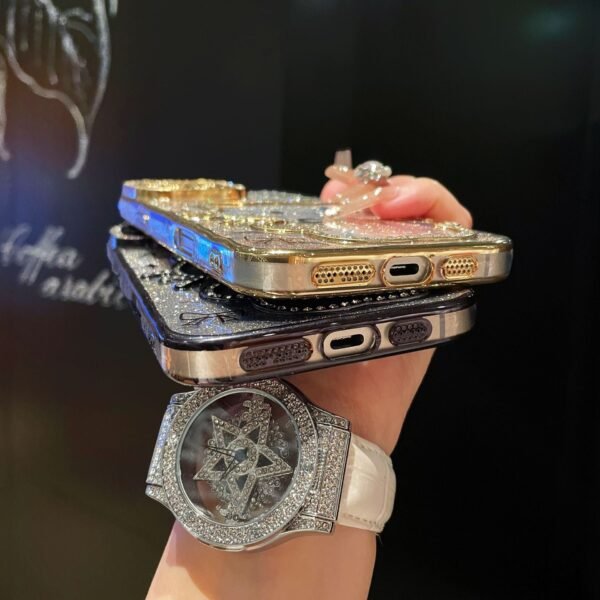 Cartoon Point Drill Mobile Phone Case Bow Gradual Change Glitter For IPhone17Promax Apple 16 Protective Case 15