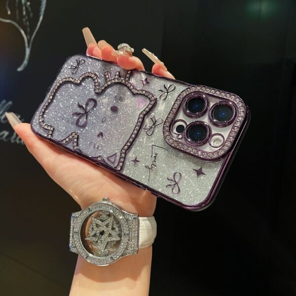 Cartoon Point Drill Mobile Phone Case Bow Gradual Change Glitter For IPhone17Promax Apple 16 Protective Case 15