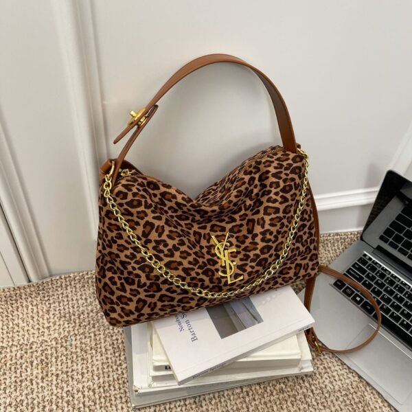 Trade Trend Poplar Forest Shoulder Bag Leopard Print Suede Handbag Large Capacity Fashion Texture Shoulder Messenger Bag