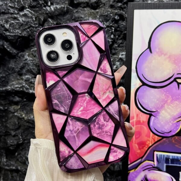 Electroplated Marble Cardboard Mobile Phone Case Is Suitable For Apple 17Promax Three-Dimensional Diamond IPhone16 Mobile Phone Case.