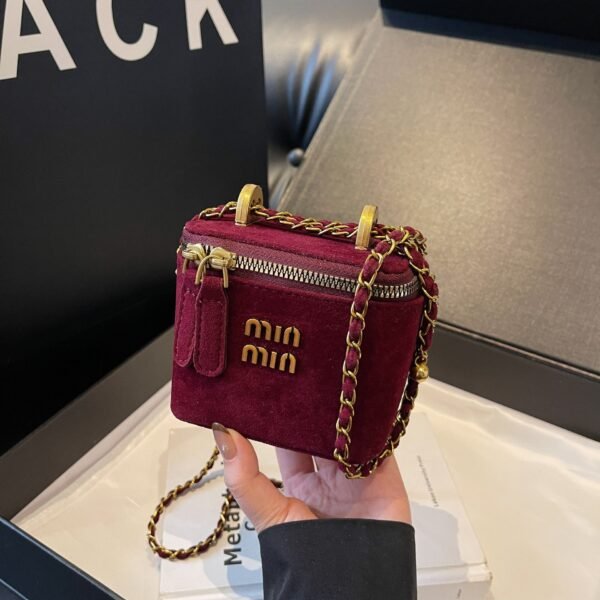 Frosted Retro Mi.U Small Square Bag Niche Design Women’S Chain Mini Lipstick Bag Personalized Shoulder Messenger Bag