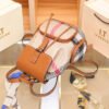 Leather Backpack Women’S 2026 New Fashion Plaid Large-Capacity Casual Backpack Women’S Simple Popular Travel Bag Tide