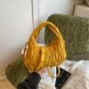 Light Luxury MIU Suede Handbag, High-End Crescent Bag, Niche Pleated One-Shoulder Crossbody Bag, Trendy Dumpling Bag