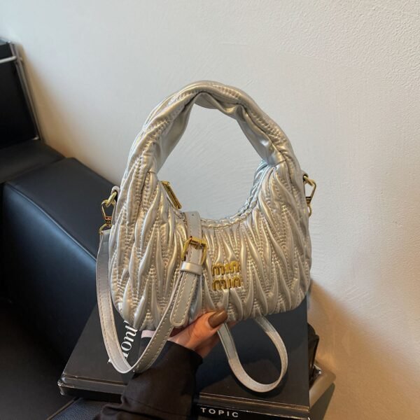 Niche Design Bag Pleated Cloud Bag Miu Tide Embroidery Thread Messenger Bag Portable Versatile Single Shoulder Crescent Bag