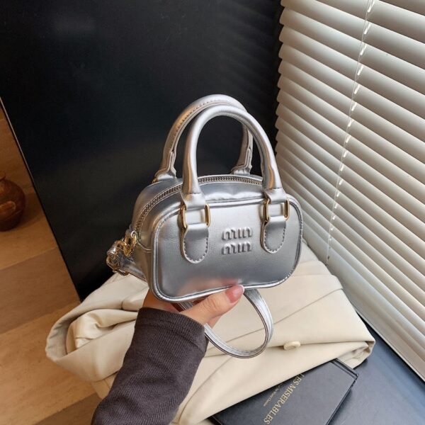 Letter Laser Bowling Bag Version Miu Premium Handbag Bag Women’S Versatile Fashion One-Shoulder Crossbody Bag