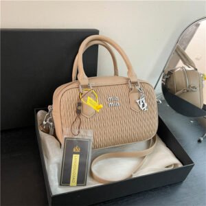 Niche Pleated Small Square Bag Mi.U Shoulder Messenger Bag Ins Trade Woven Handbag Bag Niche Design