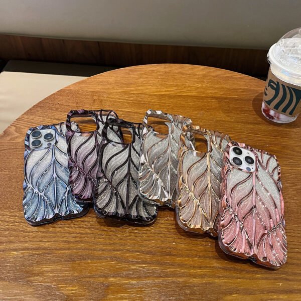 Gradual Change Glitter Art Three-Dimensional Leaves For IPhone17promax Electroplating Apple 16 Mobile Phone Case New