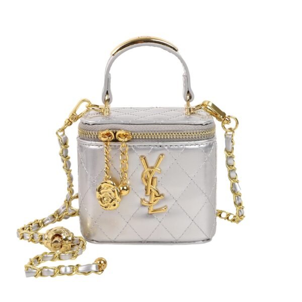 Light Luxury Embroidery Thread Small Fragrant Wind Box Bag Poplar Forest Rhombus Golden Ball Chain Small Square Bag Women’S Bag Fashion Messenger Bag