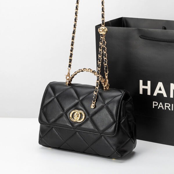 2026 New Trendy Small Fragrant Wind Rhombus Leather High-End Shoulder Messenger Bag Square Fat Little Golden Ball Chain Women’S Bag