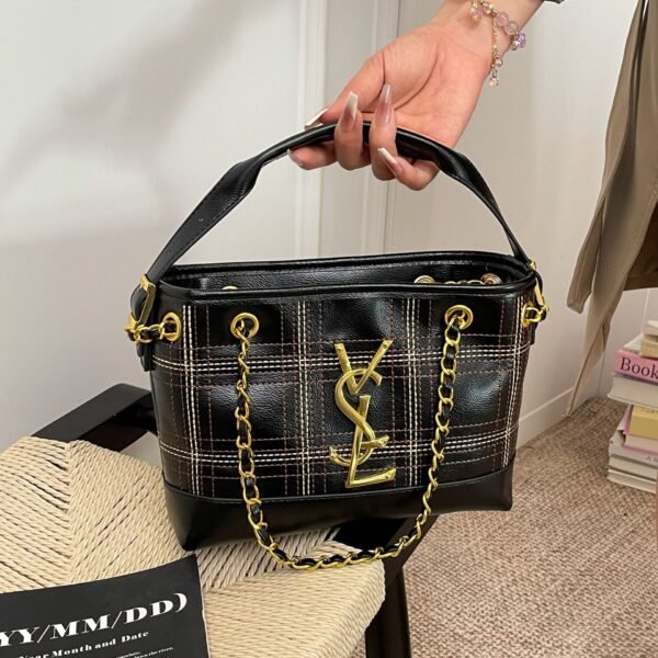 Poplar Forest Contrasting Color Splicing Plaid Chain Handbag Light Luxury Fashion Personalized Trade Tide Shoulder Messenger Bag