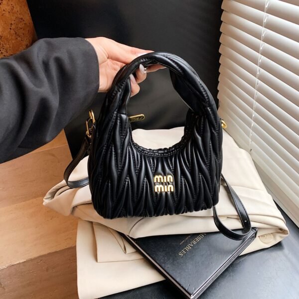 Pleated Miu Crescent Handbag Bag Light Luxury High-End Texture Versatile Messenger Niche Design European Beautiful Women Bag