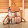 Leather Backpack Women’S 2026 New Fashion Plaid Large-Capacity Casual Backpack Women’S Simple Popular Travel Bag Tide
