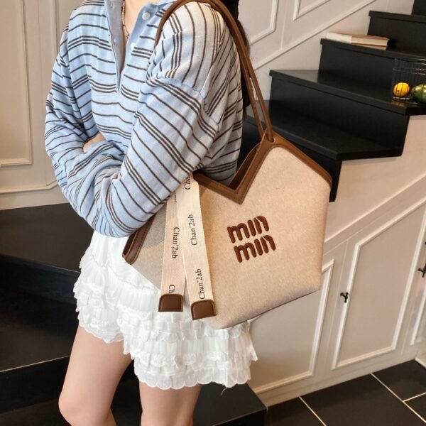 Niche Large-Capacity Tote Bag Miu Casual Embroidery Women’S Underarm Portable Commuter Tide Shoulder Bag
