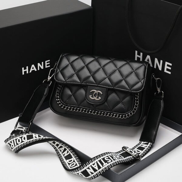 This Year’S Popular 2026 New Diamond Chain Bag, Leather Bag, Wide Shoulder Strap, Single Shoulder Messenger Bag, Bag For Women