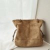 Light Luxury Suede Shoulder Bag Poplar Forest Lucky Bag Bags Pleated Drawstring Large Capacity Temperament Trendy Diamond Tote Bag