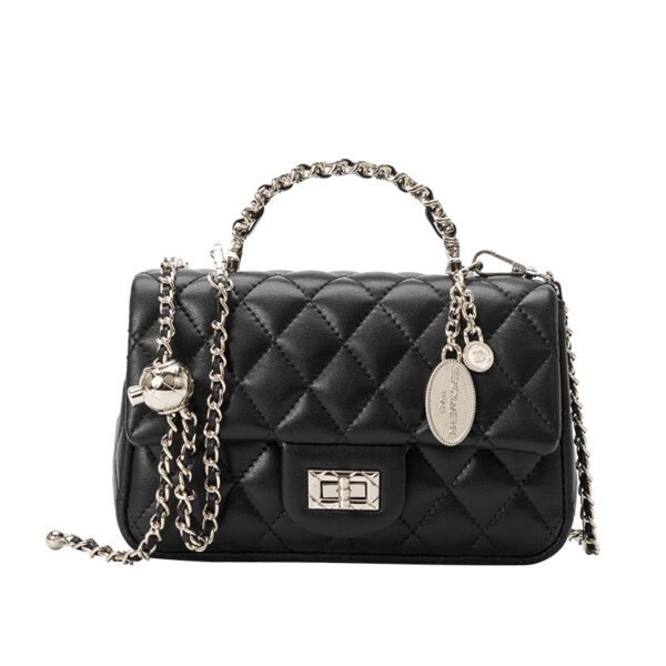 2026 New Golden Ball Square Fatty Bag Women’S Leather One Shoulder Crossbody Small Fragrant Classic Chain Rhombus Small Square Bag