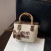 Woven Bag Miu Handbag Niche Design Embroidered Bucket Bag Commuter Light Luxury Trade Shoulder Crossbody Bag