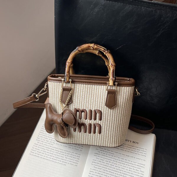 Woven Bag Miu Handbag Niche Design Embroidered Bucket Bag Commuter Light Luxury Trade Shoulder Crossbody Bag