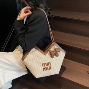 Large-Capacity Miu Tote Bag Women'S Fashion Embroidery Bags Versatile Shoulder Armpit Bag Casual Commuter Women'S Bag