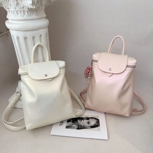 Solid Color Texture Backpack Bag New Trend Version Dragon Bags Xiang Women’S Backpack Glossy Large-Capacity Schoolbag