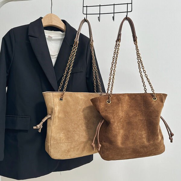Light Luxury Suede Shoulder Bag Poplar Forest Lucky Bag Bags Pleated Drawstring Large Capacity Temperament Trendy Diamond Tote Bag
