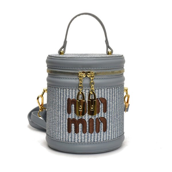 Light Luxury Miu Woven Bucket Bag High-End Niche Design Single Shoulder Messenger Cylinder Bag
