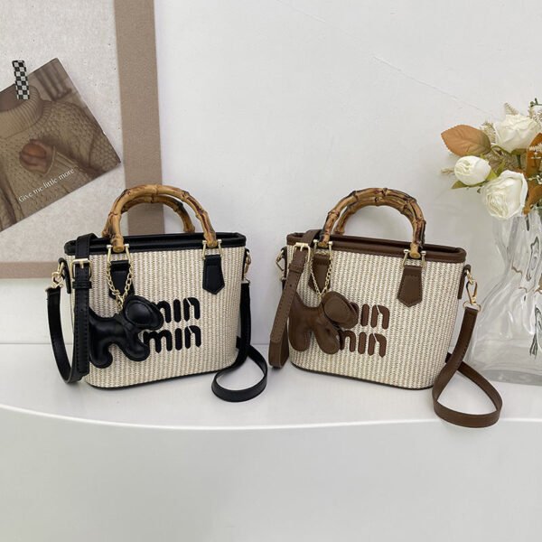 Woven Bag Miu Handbag Niche Design Embroidered Bucket Bag Commuter Light Luxury Trade Shoulder Crossbody Bag