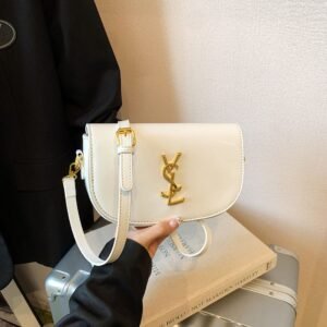 Niche Design Poplar Forest Retro Saddle Bag Simple Texture Personalized Portable Small Square Bag Premium Shoulder Messenger Bag - White