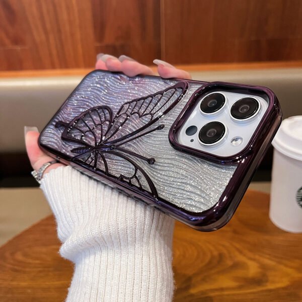 Three-Dimensional Quicksand Butterfly Is Suitable For IPhone17promax Electroplating Apple 16 Soft Case 15 Mobile Phone Case Anti-Fingerprint.
