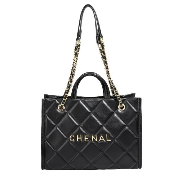 Bag Women’S Leather 2026 New Large-Capacity Small Fragrant Wind Rhombus Chain Tote Bag Premium Shoulder Handbag