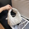 Niche Pleated Armpit Bag Tide Crescent Moon Dumpling Bag Macaron Mi.U Embroidered Thread Fashionable Bowling Shoulder Bag