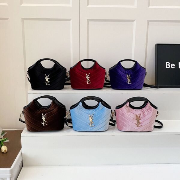 Suede Poplar Forest Bucket Bag Niche Design Handbag Rhombus Embroidery Thread Trendy Personality Shoulder Messenger Bag