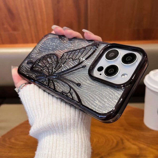 Three-Dimensional Quicksand Butterfly Is Suitable For IPhone17promax Electroplating Apple 16 Soft Case 15 Mobile Phone Case Anti-Fingerprint.