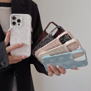 Light Luxury Python Leather Pattern Half Pack, Advanced Sense, Suitable For IPhone 17Promax Anti-Drop Apple 16 Mobile Phone Case