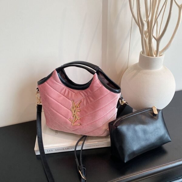 Suede Poplar Forest Bucket Bag Niche Design Handbag Rhombus Embroidery Thread Trendy Personality Shoulder Messenger Bag