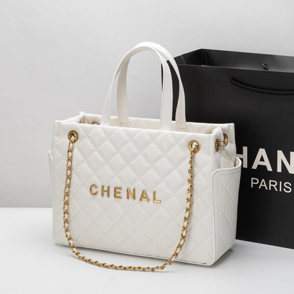 2026 New Rhombus Chain Handbag Versatile Leather Large-Capacity Tote Bag Shoulder Women’S Bag